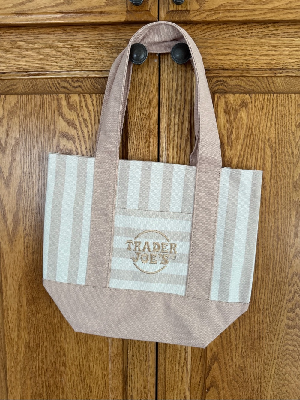 Peach Stripe Canvas Tote Bag